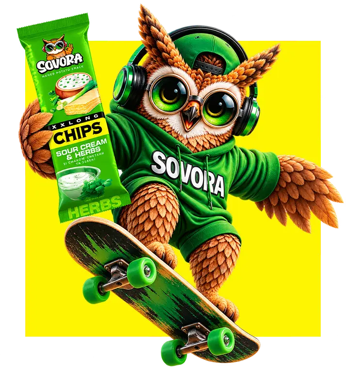 Сова SOVORA зі снеком XXLONG CHIPS